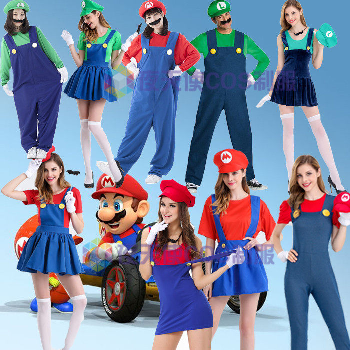 超级玛丽亲子表演服装万圣节化妆舞会 cosplay卡通动漫马里奥服装