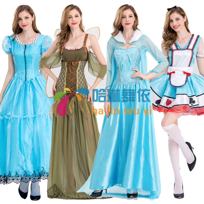爱丽丝梦幻仙境女仆装灰姑娘演出服万圣节白雪公主服精灵艾莎服装