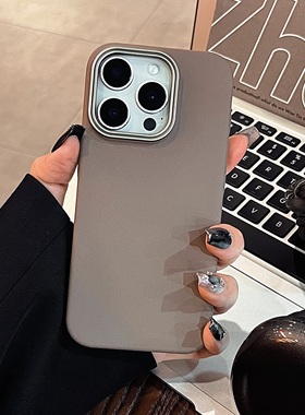 高级感纯色岩砂适用苹果16promax手机壳iPhone15简约黑色14防摔13pro轻薄款12保护套11情侣男女pmax