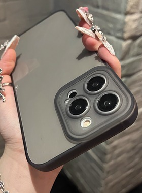 磨砂边框适用iphone14pro苹果15promax手机壳透明15全包8plus防摔13新款12硅胶xsmax软壳xr女x/xs情侣7/8男