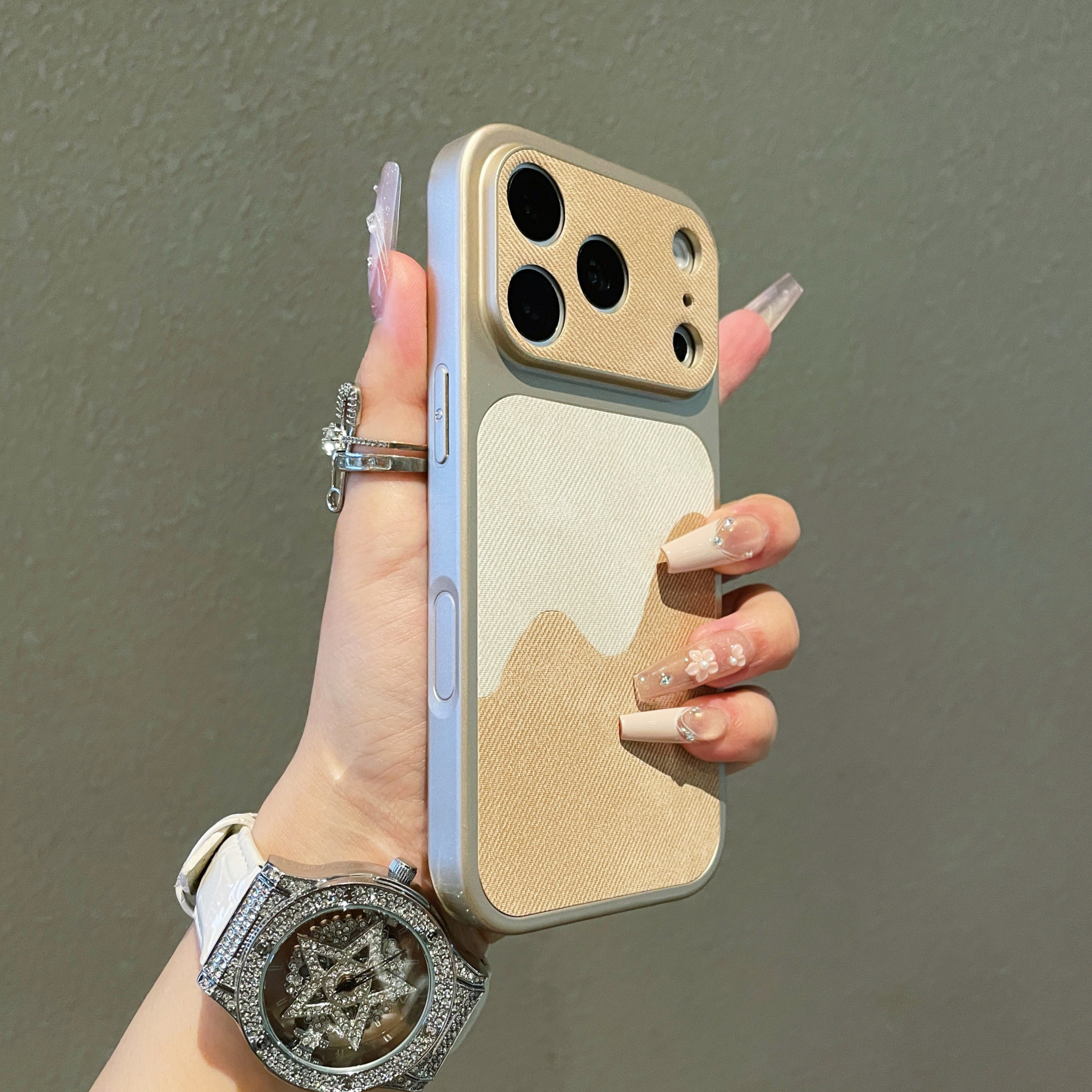 高级感撞色适用于苹果17promax手机壳Air全包式森系棉麻纹理16pro百搭iPhone15时尚男女款14pro高颜值13耐磨