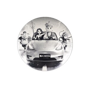 大话西游创意新款适用特斯拉轮毂盖贴Model Y YL 3黑化改装车标贴