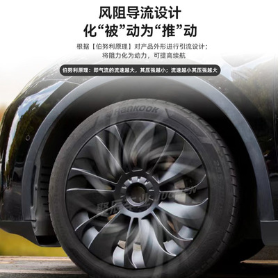 适用特斯拉MODEL Y旋风轮毂罩全包20寸哑黑P版轮毂保护盖配件改装