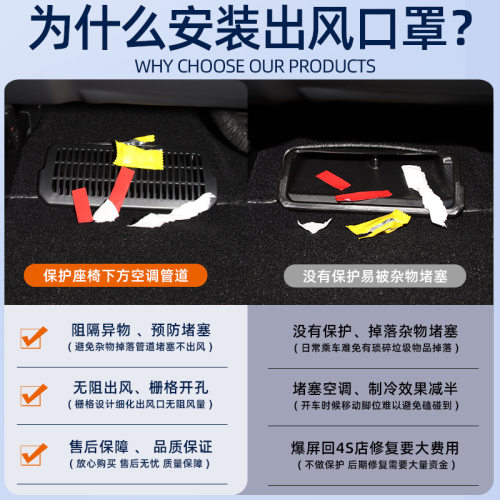 适用焕新版Model3座椅下出风口保护罩防尘盖内饰改装配件丫