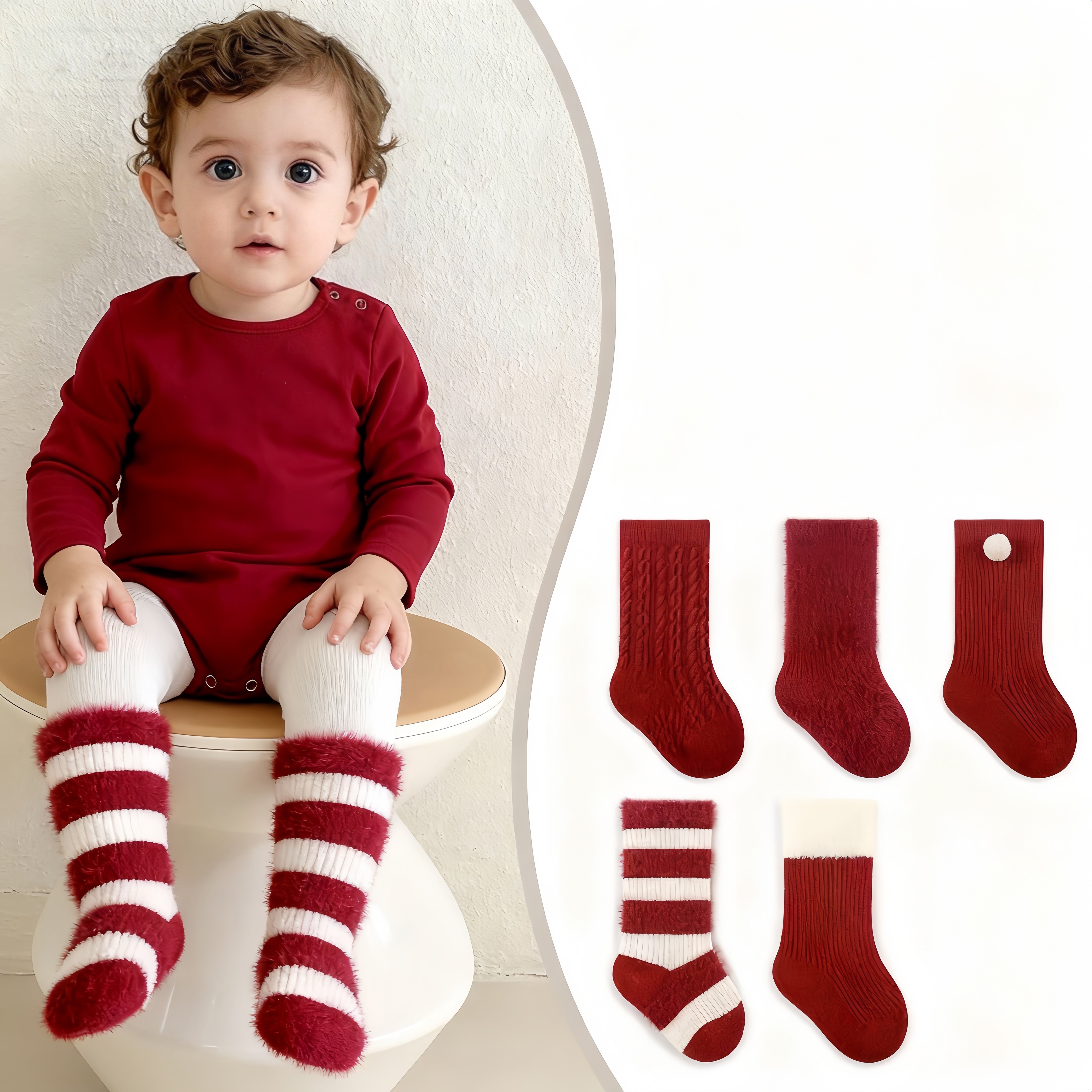 冬季婴儿袜子加厚无骨袜新生儿宝宝满月周岁红色新年婴幼童中筒袜,童装/婴儿装/亲子装,儿童袜子(0-16岁),淘宝优惠券,粉丝福利购,淘宝优惠卷