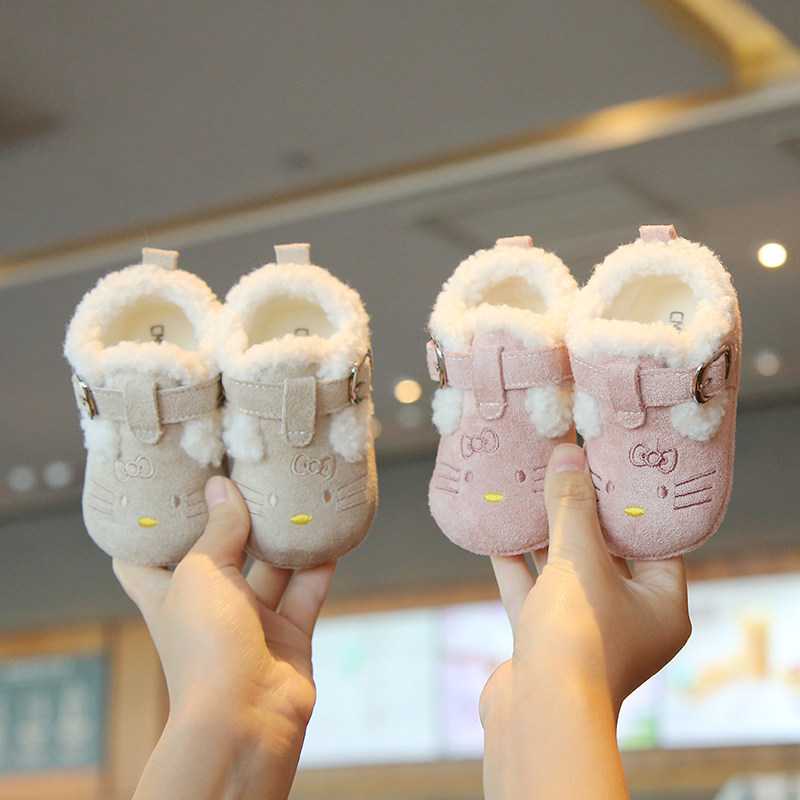婴儿鞋子冬季0-6-12个月女宝宝小月龄婴儿加绒软胶底不掉学步鞋,童鞋/婴儿鞋/亲子鞋,学步鞋,淘宝优惠券,粉丝福利购,淘宝优惠卷