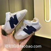 1岁宝宝防滑6 12个月男女婴儿软底防滑学步鞋 运动拼色小白鞋