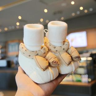 婴儿鞋子冬季0-1岁新生儿女宝宝软布底步前鞋加绒防掉跟地板袜鞋