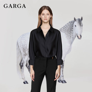 女显瘦衬衣高级感上衣秋 气质衬衫 许我耀眼赵露思许妍同款 黑色长袖