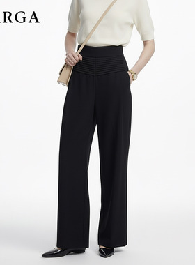 GARGA黑色褶皱高腰直筒休闲裤女2026春新款宽松慵懒风西裤阔腿裤