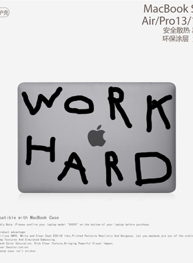 努力工作work hard简约小众个性保护套适用苹果MacBook Case 2025极简M5 M4男款air13.6笔记本电脑保护壳15.3