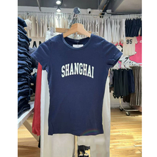 Brandy bm新款美式Shanghai字母印花bm短袖T恤修身辣妹上衣女