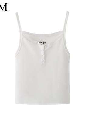 Brandy Girl新款bm吊带性感三粒扣蕾丝花边背心无袖内搭上衣