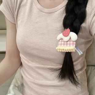 T恤条纹正肩显瘦女小个子短纯棉圆领上衣 bm短袖 Brandy Girl