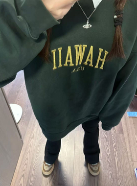 Brandy Girl官网欧美HAWAII夏威夷刺绣宽松圆领上衣bm卫衣女