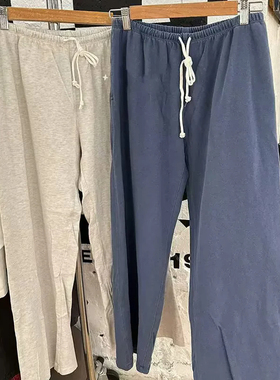 Brandy bm休闲松紧腰系带阔腿裤rose同款纯棉宽松直筒裤长裤女