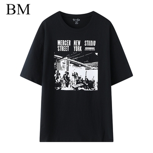 bm宽松街头风短袖 复古乐队印花纯棉t恤 女 Girl美式 Brandy
