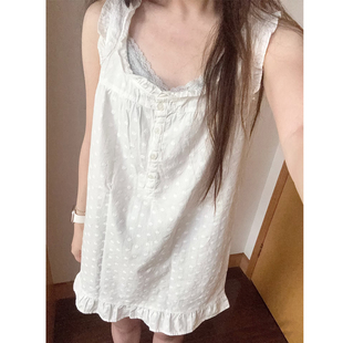 Brandy bm新款纯棉白色刺绣花边连衣裙女修身显瘦裙子