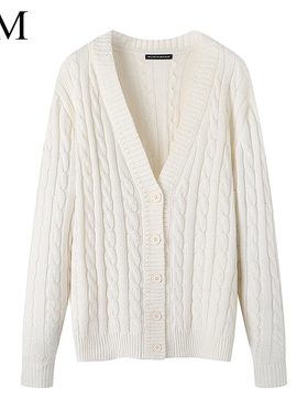 Brandy Girl美式复古V领单排扣上衣bm针织开衫毛衣外套女春秋