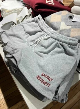 Brandy Girl新款灰色字母刺绣抽绳短裤女 bm学生休闲运动裤热裤夏