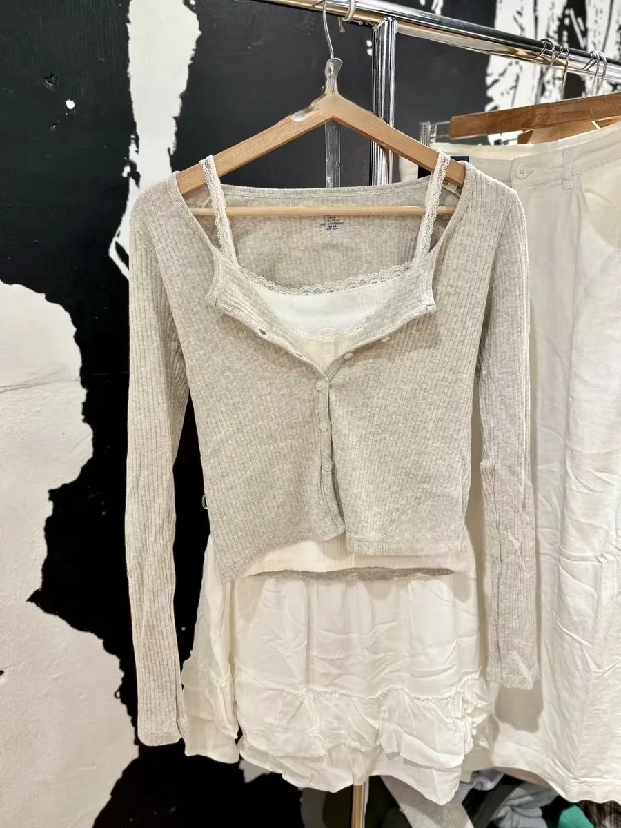 Brandy Girl新款长袖zelly纯欲甜辣短款长袖 bm开衫上衣短外套女