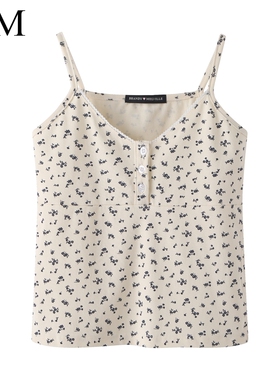 Brandy Girl内搭三粒扣bm吊带花边碎花吊带衫女背心复古显瘦上衣