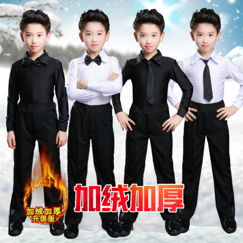 秋冬少儿男童拉丁舞加绒练功服