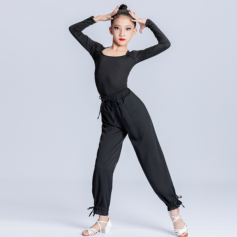 雅色墨画女童宽松拉丁舞训练服