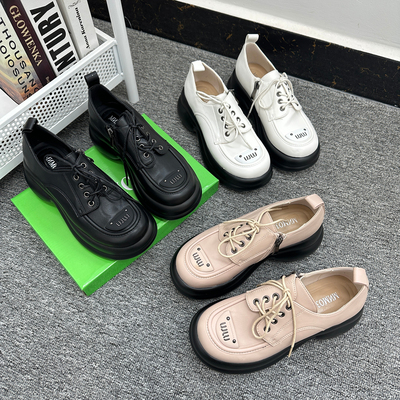 外贸大码尾货英伦风侧拉链小皮鞋