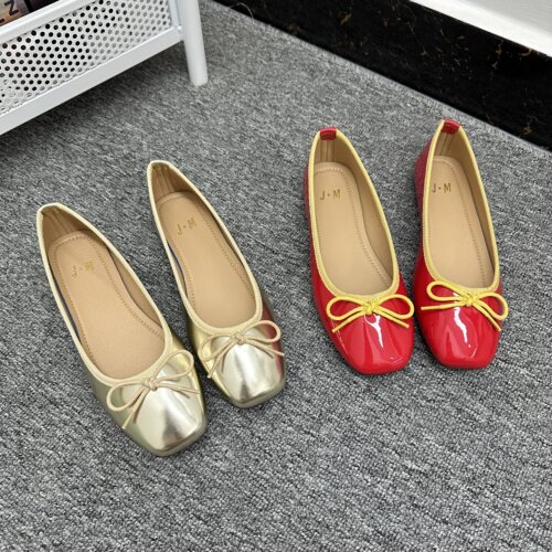 外贸品质日常白搭方头蝴蝶结单鞋