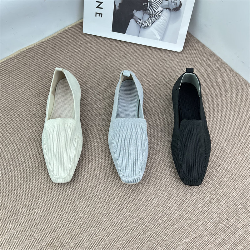 出口外贸日线简约方头一脚蹬乐福鞋轻便秋冬新款飞织懒人豆豆鞋,女鞋,浅口单鞋,淘宝优惠券,粉丝福利购,淘宝优惠卷