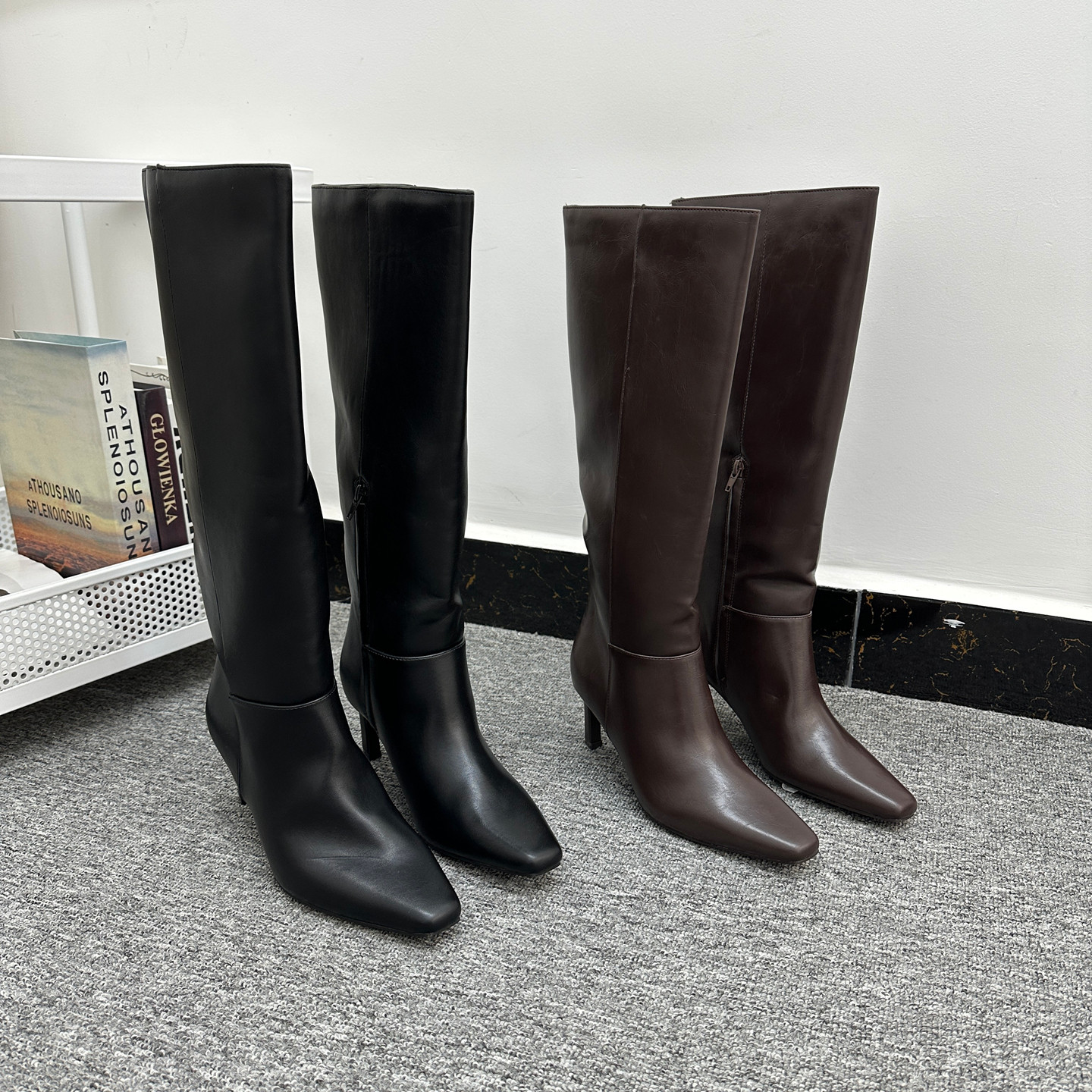 外贸纯原大码细跟高筒靴女时尚百搭显腿长方头侧拉链轻便防滑长靴,女鞋,时装靴,淘宝优惠券,粉丝福利购,淘宝优惠卷