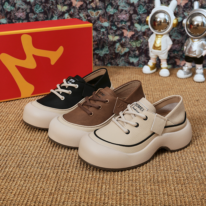 圆头系带松糕底休闲老爹鞋