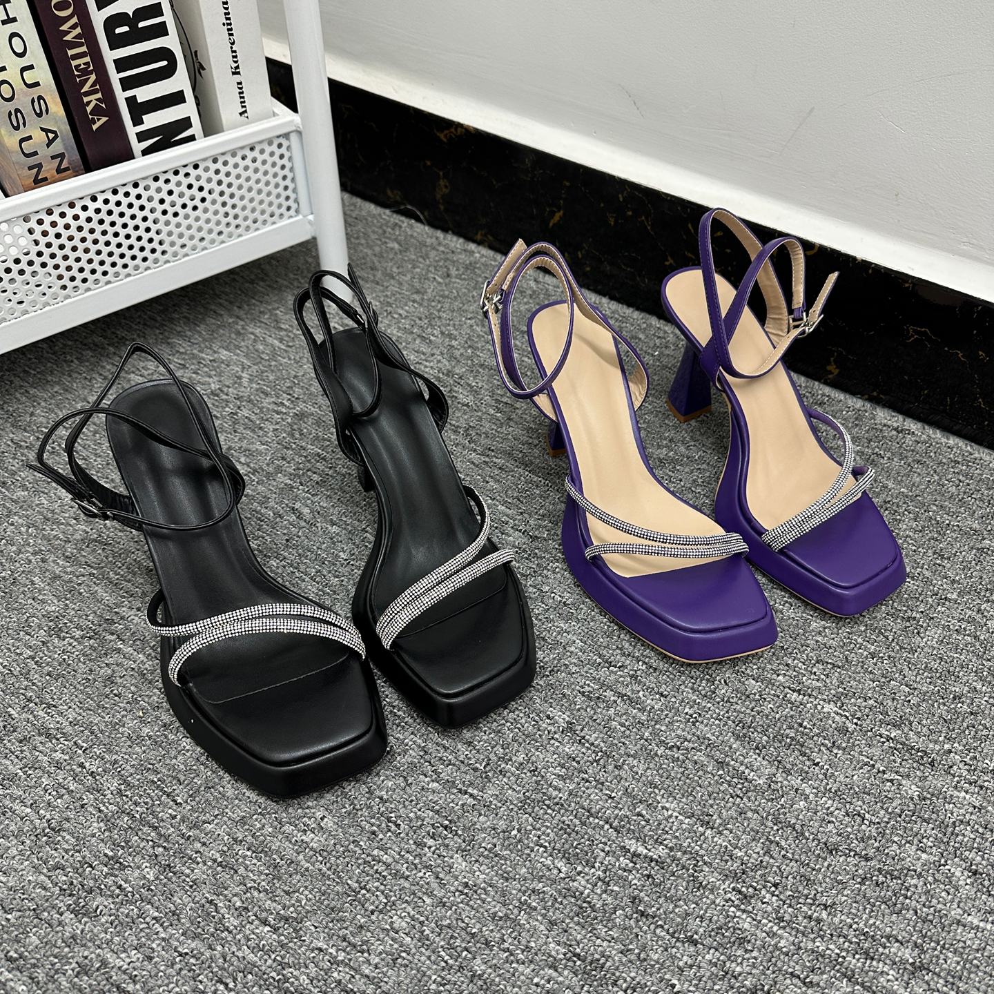 外贸源单欧美风方头一字扣凉鞋