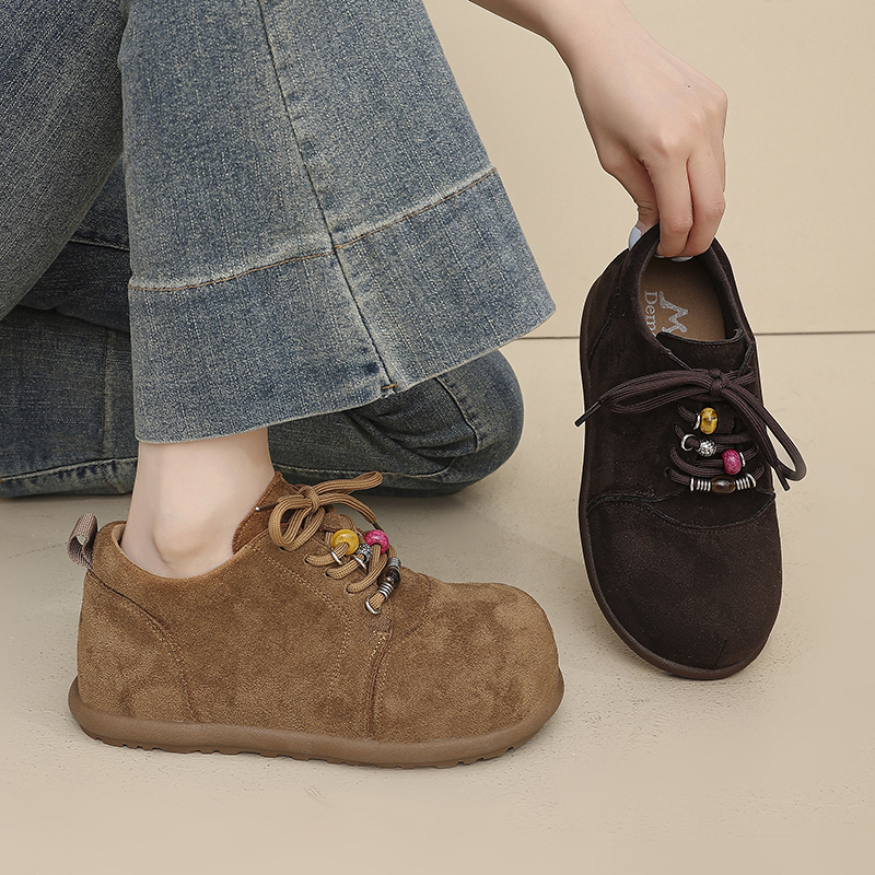 丑萌单鞋系带勃肯鞋内增高复古