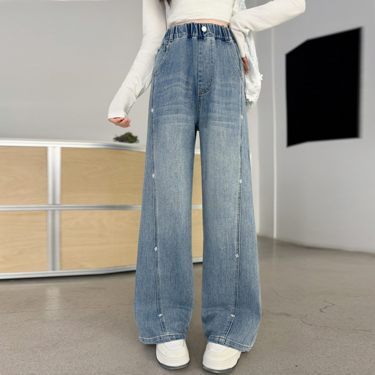 女童裤子春秋2026新款春洋气长裤中大童网红直筒裤儿童好看牛仔裤,童装/婴儿装/亲子装,裤子,淘宝优惠券,粉丝福利购,淘宝优惠卷