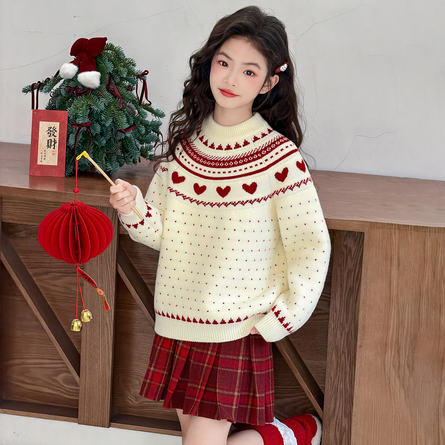 女童毛衣2025冬季新款童装儿童新年红色羊绒衫女孩加绒加厚毛线衣,童装/婴儿装/亲子装,毛衣/针织衫,淘宝优惠券,粉丝福利购,淘宝优惠卷