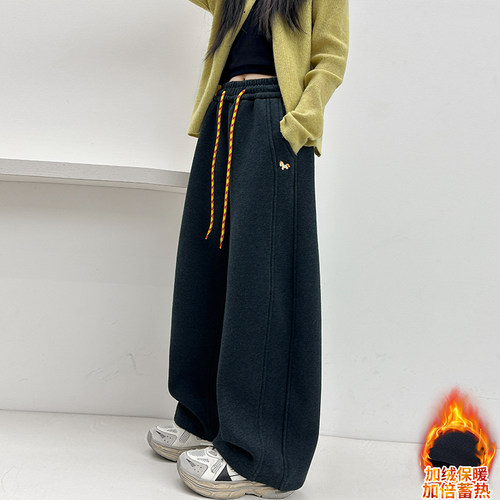 女童加绒裤子冬季一体绒加厚卫裤