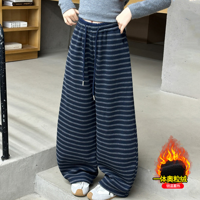 女童加绒裤子冬加厚一体绒运动裤