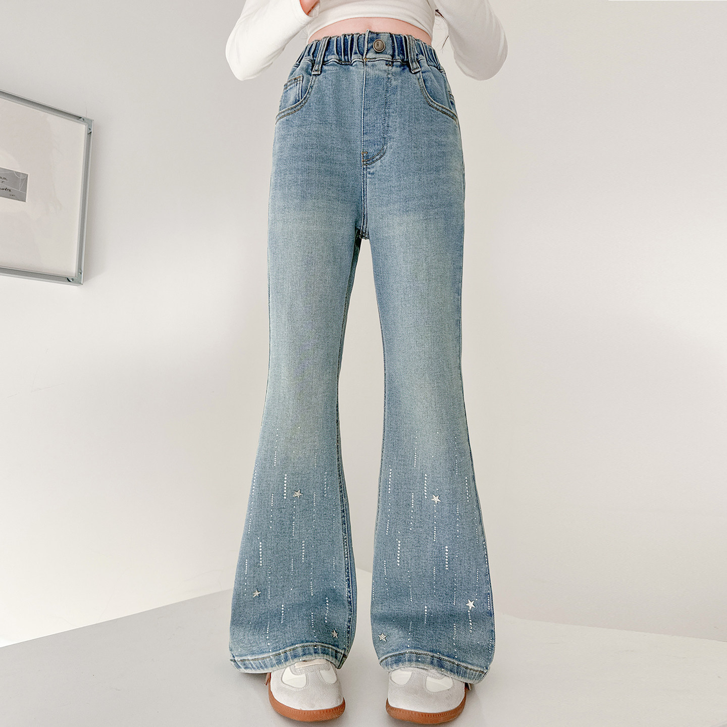 女童裤子春秋洋气外穿儿童微喇牛仔裤2026新款女孩浅色弹力喇叭裤,童装/婴儿装/亲子装,裤子,淘宝优惠券,粉丝福利购,淘宝优惠卷