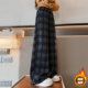 子冬季 2026新款 冬儿童好看阔腿裤 女童加绒裤 大童加厚一体绒格子裤