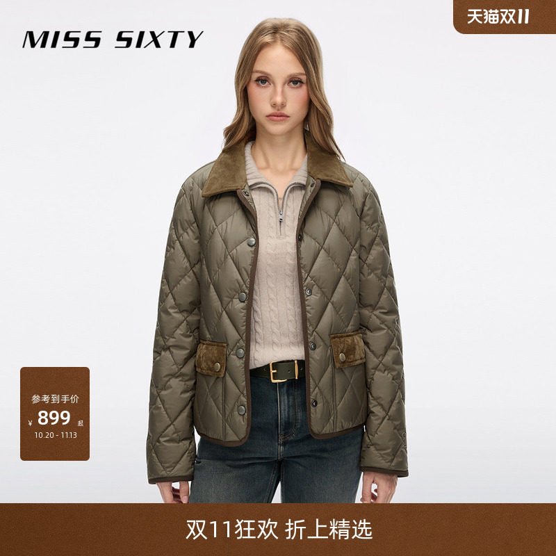 【90鸭绒】Miss Sixty2026冬季牛仔拼接羽绒服女假两件百搭外套