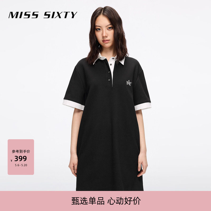 Miss Sixty2026夏季连身连衣裙撞色短裙宽松美式运动风