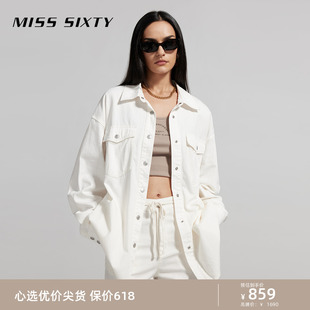 Sixty2024春季 新款 牛仔衬衫 帅气宽松 Miss 女长袖 奶白简约高街长袖