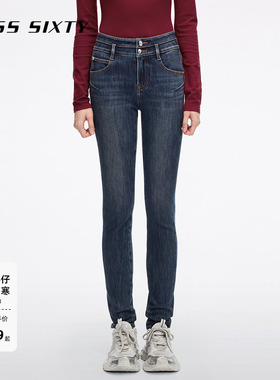 【保暖含羊绒】Miss Sixty2025冬季新款牛仔裤双扣显瘦小脚铅笔裤