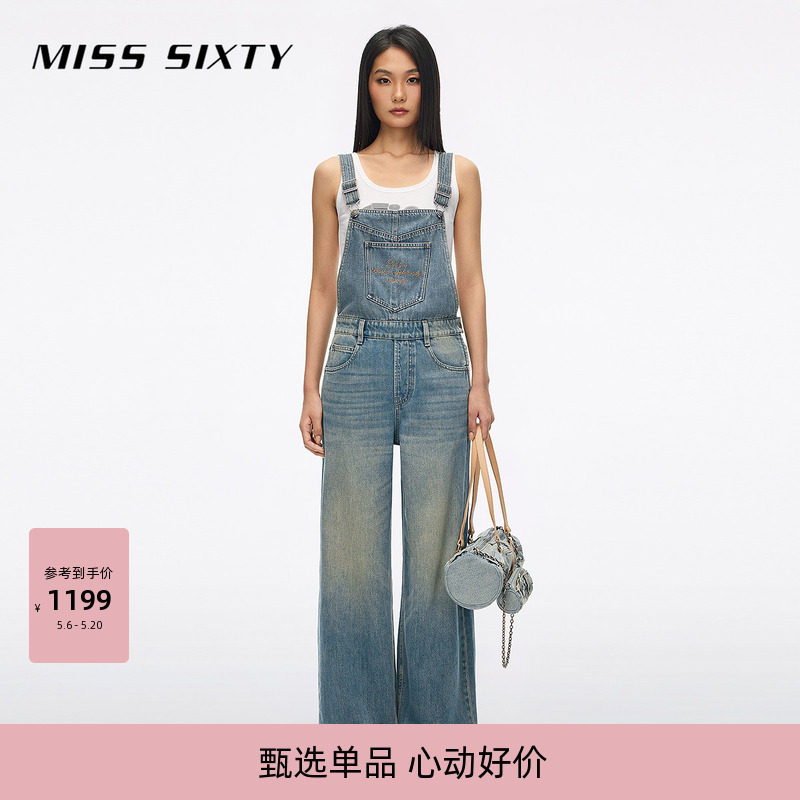 Miss Sixty2026夏季新款牛仔连体裤女一体式背带裤复古