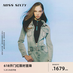 Miss 磨破 土耳其牛仔 新款 牛仔连衣裙女拉链工装 Sixty2024夏季