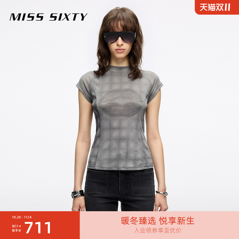 MissSixty格纹唇印T恤