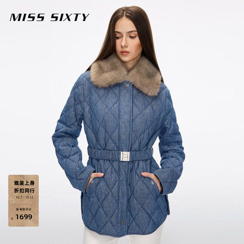 MissSixty附腰带牛仔羽绒外套