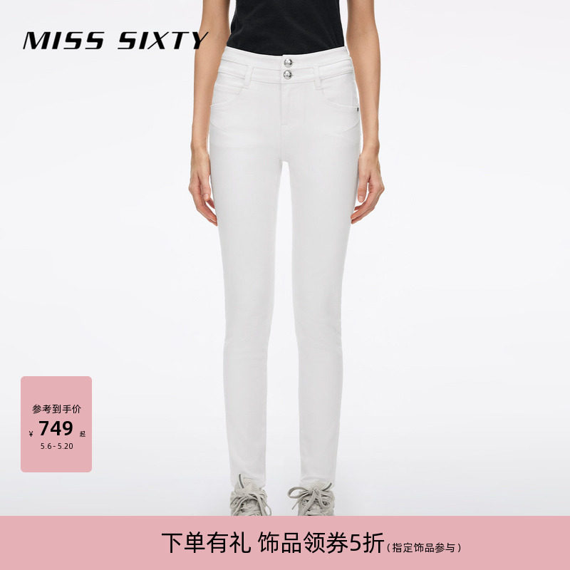 Miss Sixty26春牛仔裤女高腰九分紧身裤小脚百搭靴裤修身